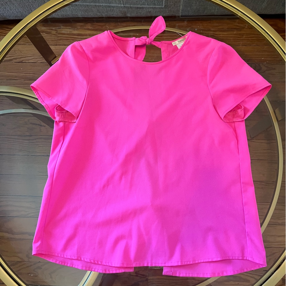 Esley Pink Asymmetrical Cut Out Blouse